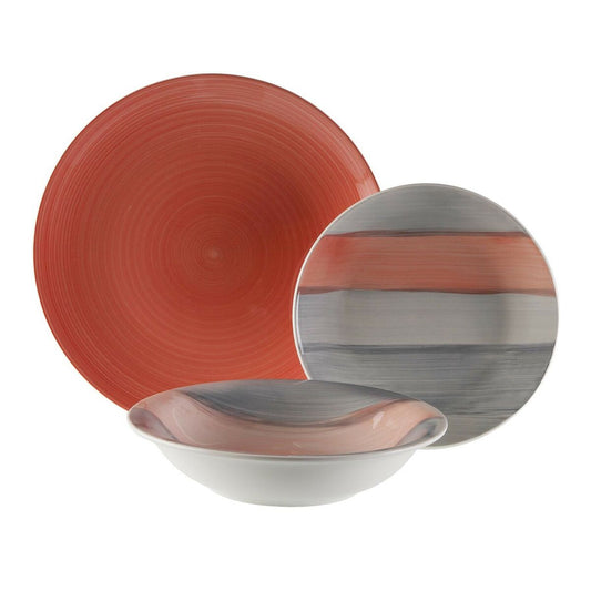 Dinnerware Set Versa Leanne Pink Stoneware 26,5 x 26,5 cm 18 Pieces Versa