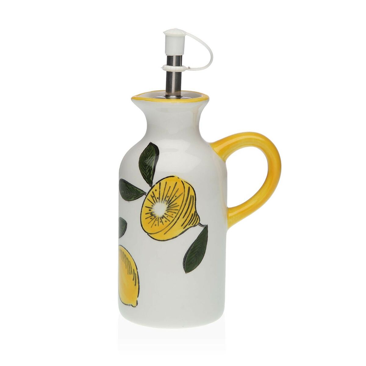 Cruet Versa PVC Ceramic Steel Dolomite Lemon 6 x 12,5 x 9,5 cm