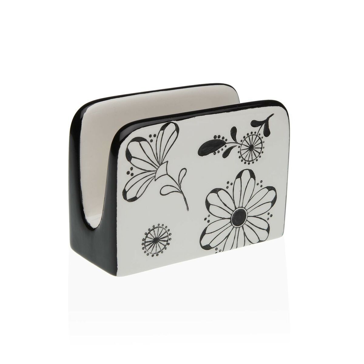 Napkin holder Versa Ceramic 5 x 8 x 11 cm Flowers Versa