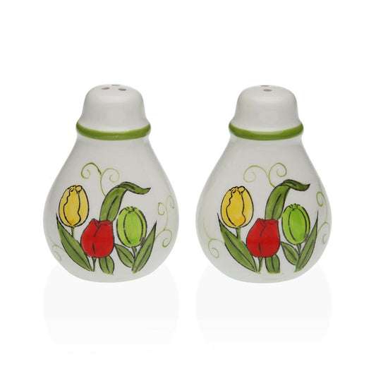 Salt and Pepper Shakers Versa Ceramic Dolomite Tulip 5,5 x 8,5 x 6 cm Versa