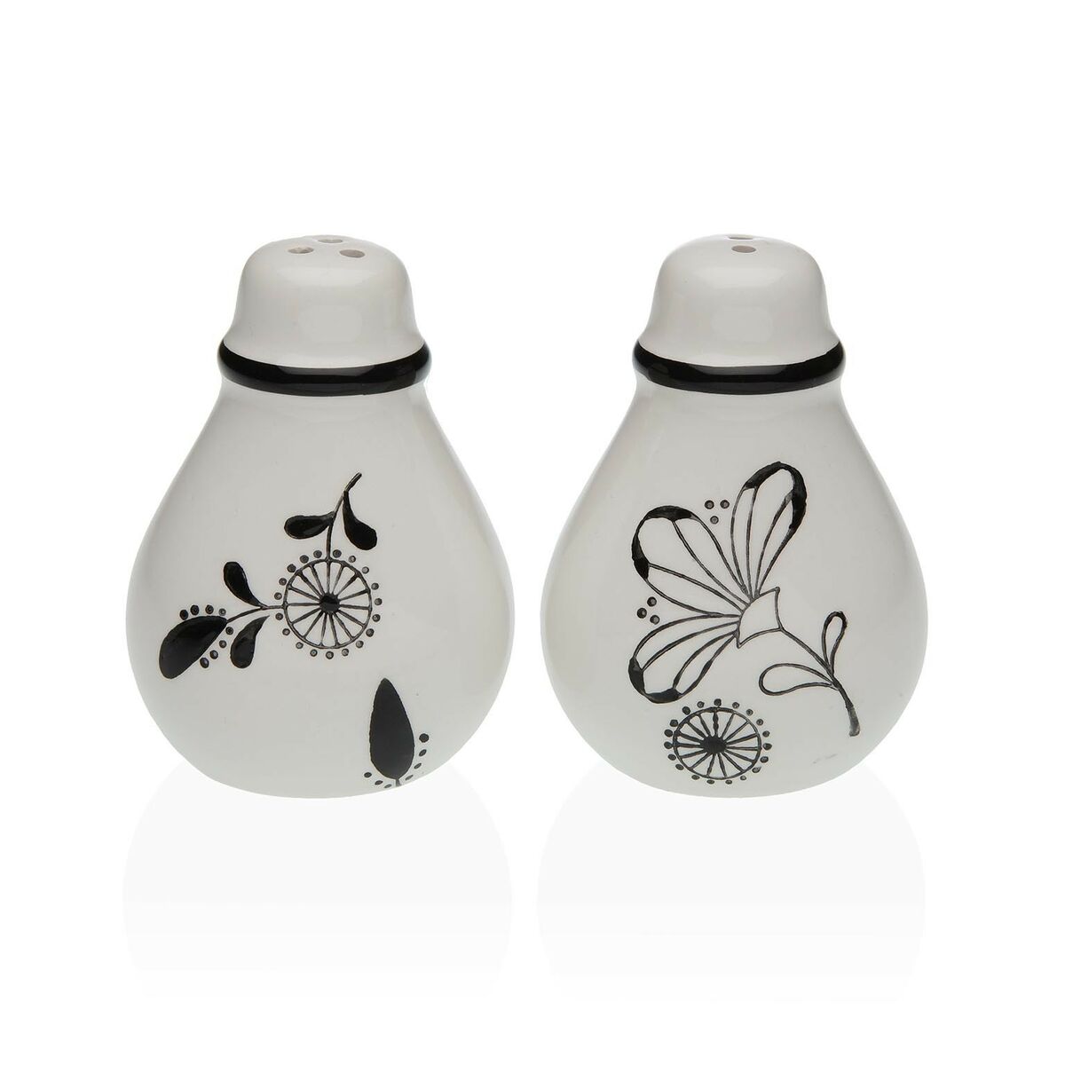 Salt and Pepper Shakers Versa Ceramic Dolomite Flowers 5,5 x 8,5 x 6 cm Versa