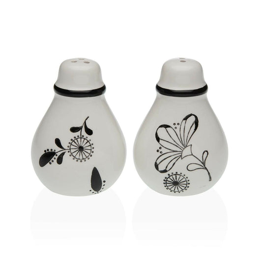 Salt and Pepper Shakers Versa Ceramic Dolomite Flowers 5,5 x 8,5 x 6 cm Versa