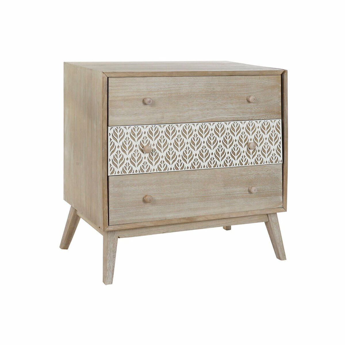 Chest of drawers DKD Home Decor 80 x 42 x 80 cm Natural White Leaf of a plant DKD Home Decor