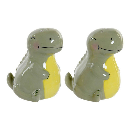 Salt Shaker with Lid DKD Home Decor LC-173478 Dinosaur White Green Dolomite 6,6 x 7 x 7,7 cm (2 pcs) DKD Home Decor