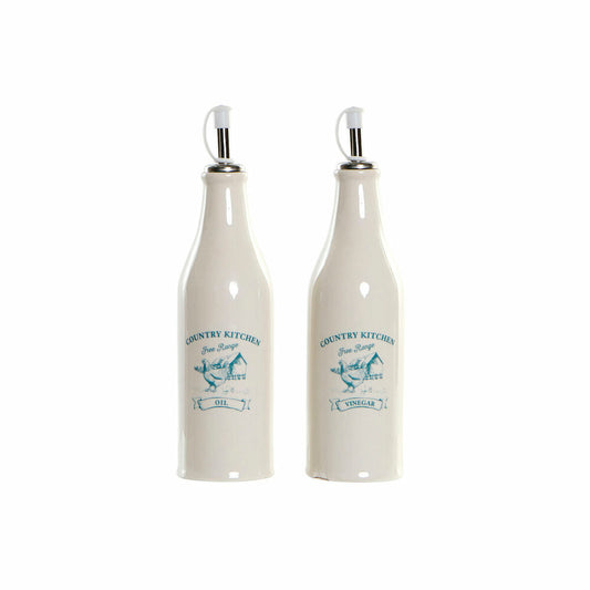 Oil and Vinegar Set DKD Home Decor 250 ml White Green Turquoise Stainless steel Plastic Dolomite DKD Home Decor