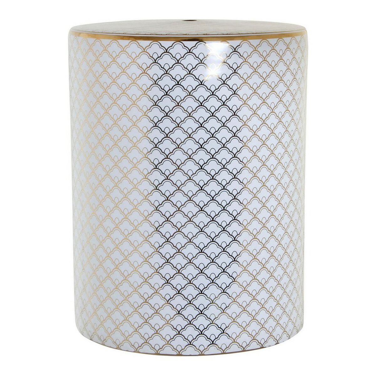 Side table DKD Home Decor White Porcelain Golden (33 x 33 x 42 cm) DKD Home Decor