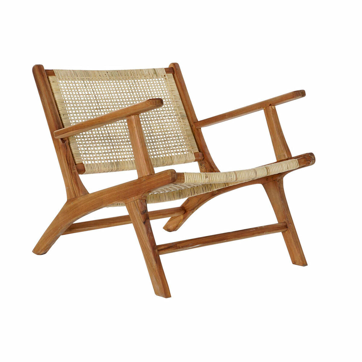 Armchair DKD Home Decor MB-182316 Natural Teak Light brown Rattan (69 x 78 x 68 cm) DKD Home Decor