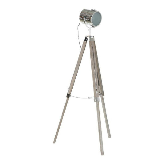 Floor Lamp DKD Home Decor Metal Wood Silver Light brown Tripod (66 x 66 x 142 cm) DKD Home Decor