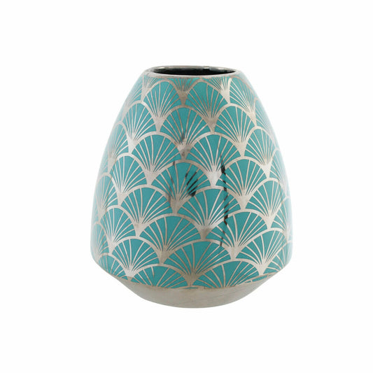 Vase DKD Home Decor Porcelain Turquoise Oriental Chromed 16 x 16 x 18 cm DKD Home Decor