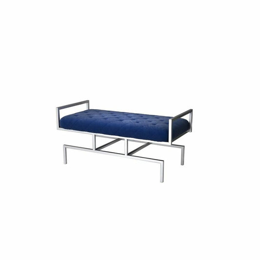 Bench DKD Home Decor Blue Polyester Steel (97 x 44 x 46 cm) DKD Home Decor