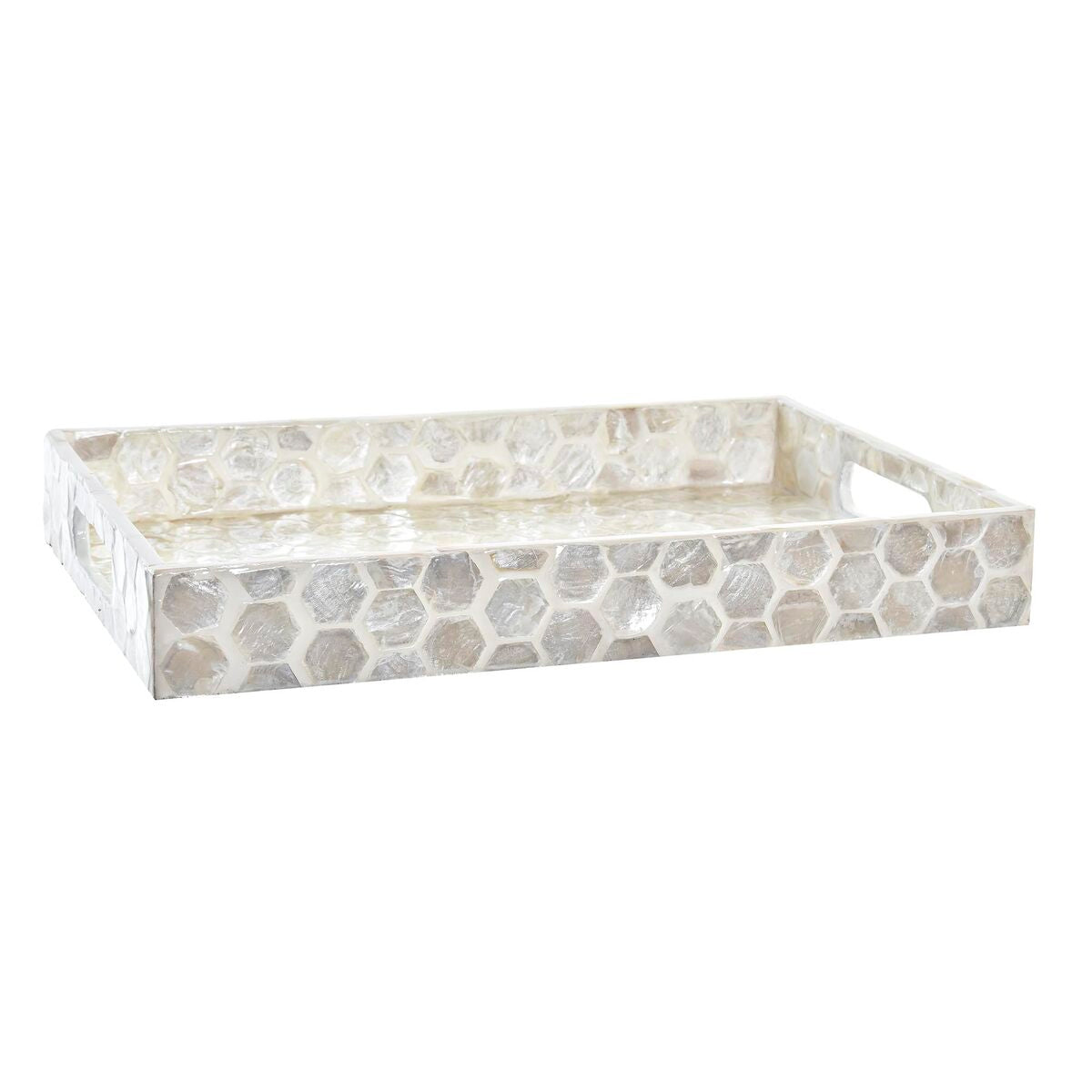 Snack tray DKD Home Decor Mosaic White Mother of pearl 30 x 20 x 4 cm Boho DKD Home Decor