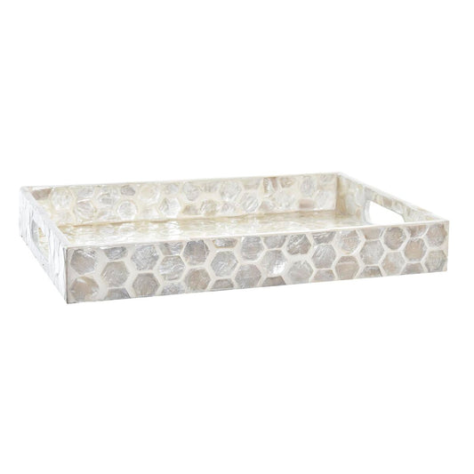 Snack tray DKD Home Decor Mosaic White Mother of pearl 30 x 20 x 4 cm Boho