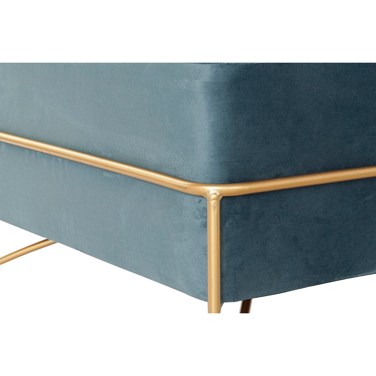 Bench DKD Home Decor Foam Blue Golden Metal Polyester Velvet MDF Wood (80 x 80 x 42 cm) DKD Home Decor