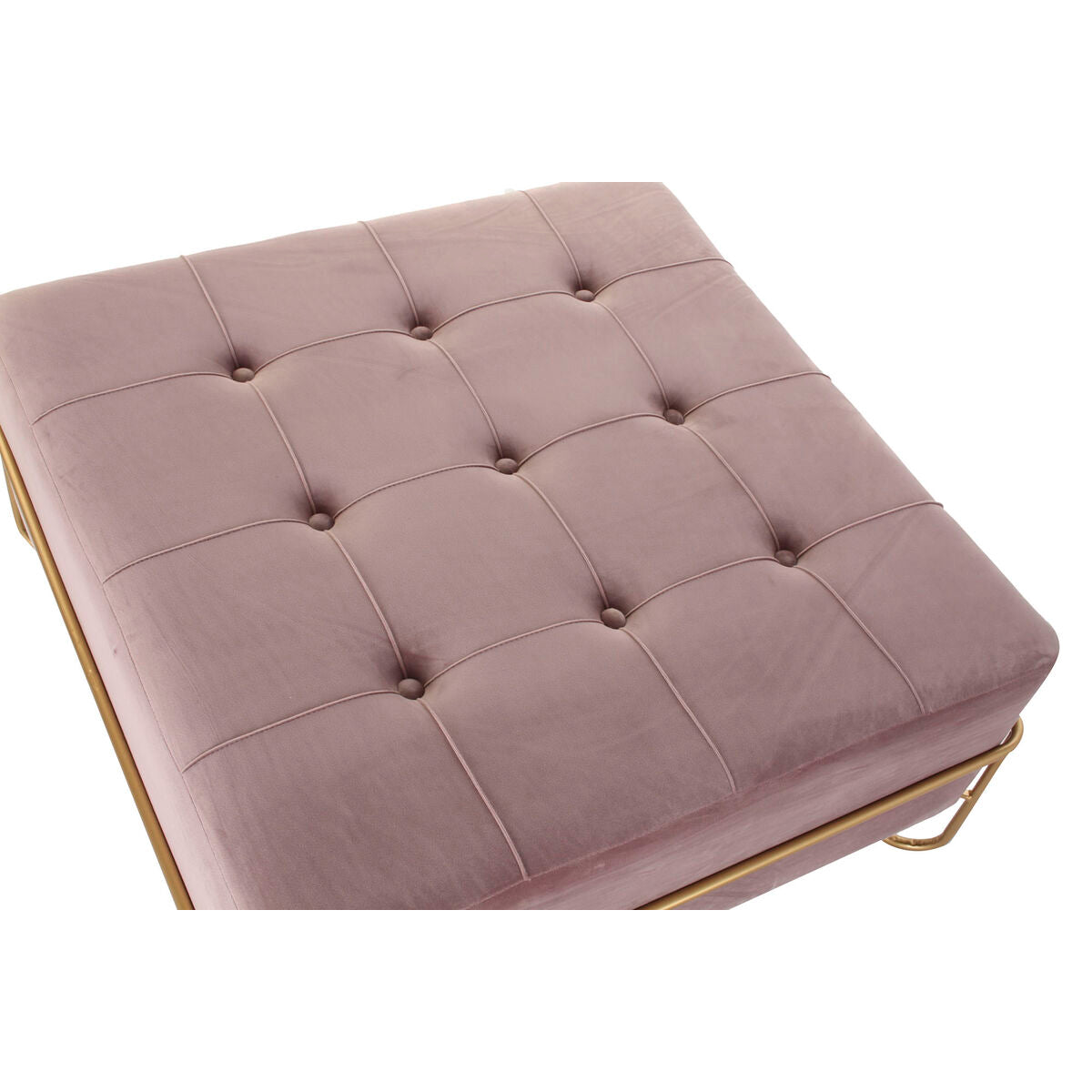 Bench DKD Home Decor Foam Pink Golden Metal Polyester Velvet MDF Wood (80 x 80 x 42 cm) DKD Home Decor