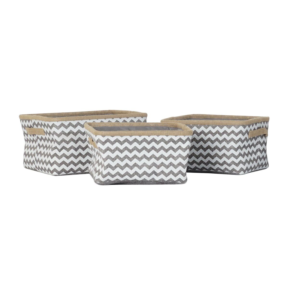 Basket set DKD Home Decor White Grey Jute Zigzag Boho 36 x 31 x 20 cm 3 Pieces DKD Home Decor