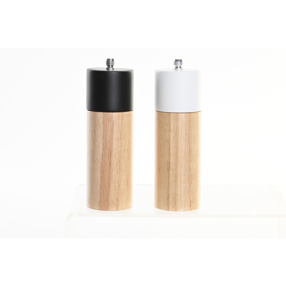 Salt and Pepper Set DKD Home Decor 5 x 5 x 16 cm Ceramic Black Rubber wood White (2 Units) DKD Home Decor