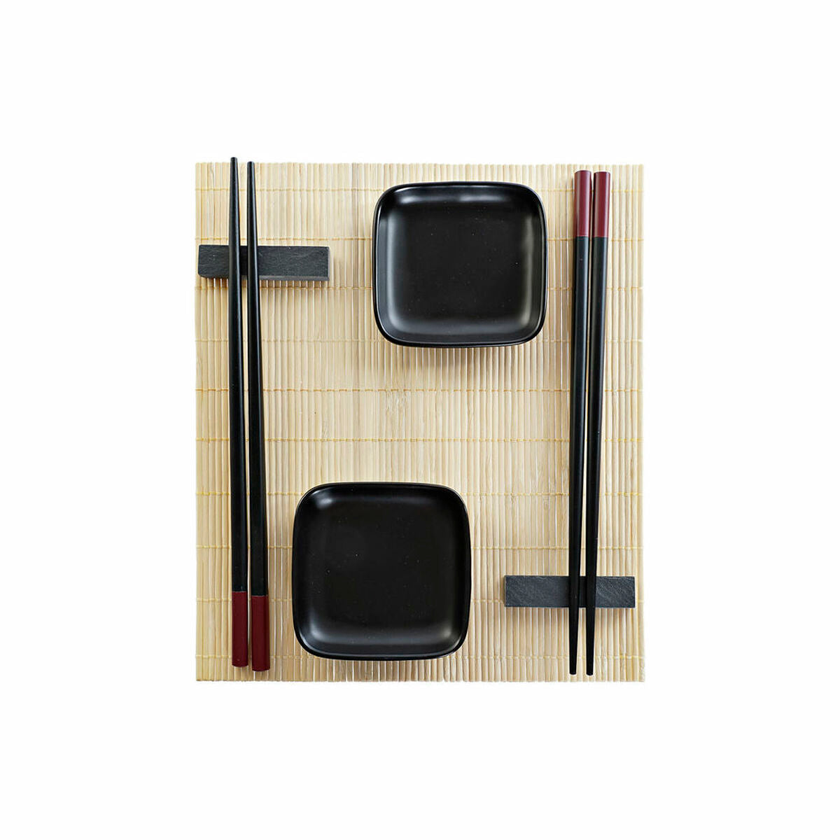 Sushi Set DKD Home Decor Black Natural Metal Bamboo Stoneware Oriental 30 x 40 cm 27,8 x 17,8 x 3 cm (7 Pieces) (27,8 x 17,8 x 3 DKD Home Decor