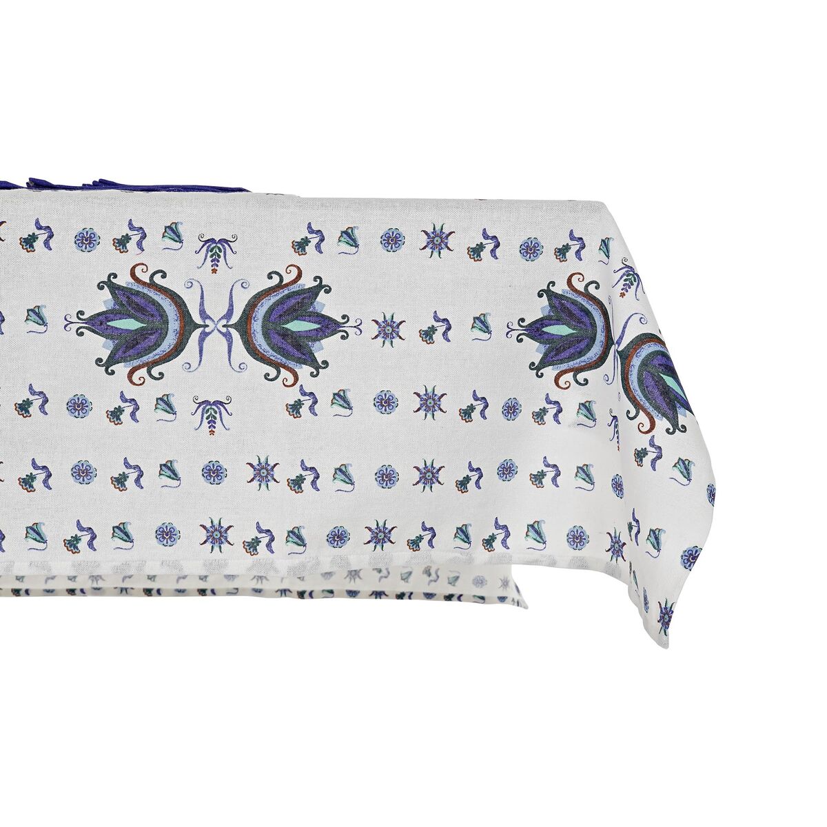 Tablecloth and napkins DKD Home Decor 150 x 250 x 0,5 cm Blue White (2 Units) DKD Home Decor