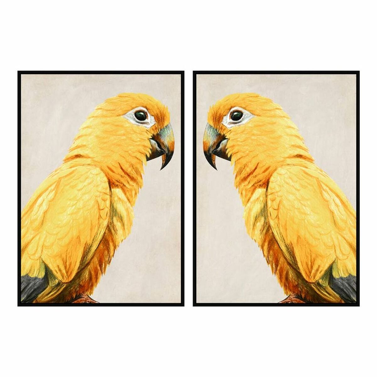 Painting DKD Home Decor Parrot Tropical (103 x 4,2 x 143 cm) (2 Units) DKD Home Decor