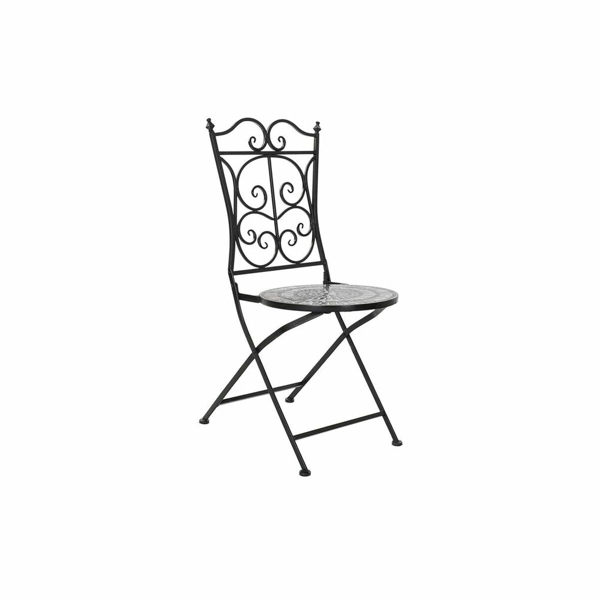 Garden chair DKD Home Decor Black Ceramic Multicolour Ironwork (39 x 50 x 93 cm) DKD Home Decor