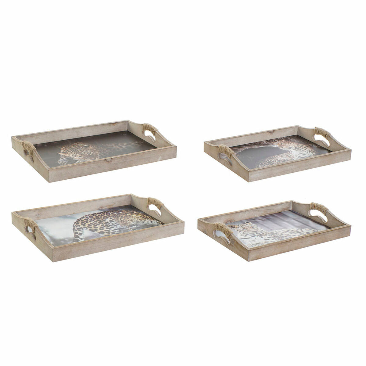 Tray DKD Home Decor 40,5 x 30 x 6,5 cm Multicolour MDF Wood (2 Units) DKD Home Decor