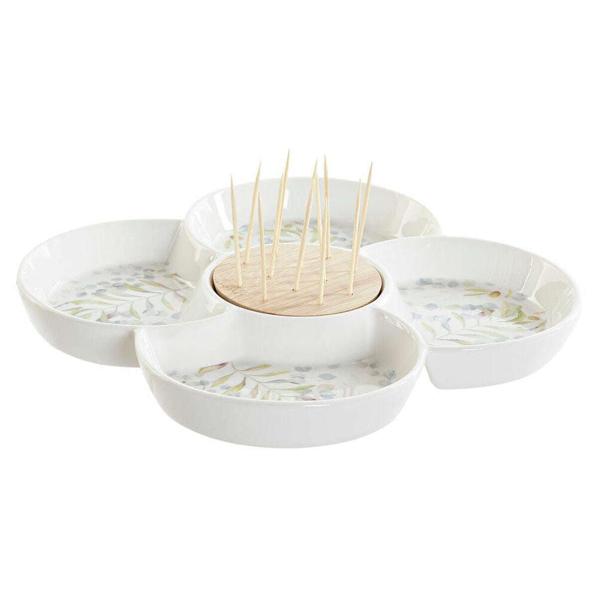 Appetizer Set DKD Home Decor Multicolour Natural Bamboo Stoneware Cottage 22 x 22 x 7 cm DKD Home Decor