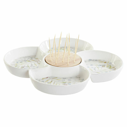 Appetizer Set DKD Home Decor Multicolour Natural Bamboo Stoneware Cottage 22 x 22 x 7 cm DKD Home Decor