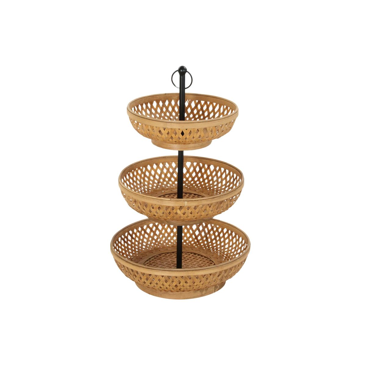 Fruit Bowl DKD Home Decor Black Metal Brown Bamboo 40 x 40 x 70 cm DKD Home Decor