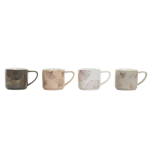 4 Piece Mug Set DKD Home Decor White Beige Grey Pink Metal 330 ml 13 x 9 x 8 cm DKD Home Decor