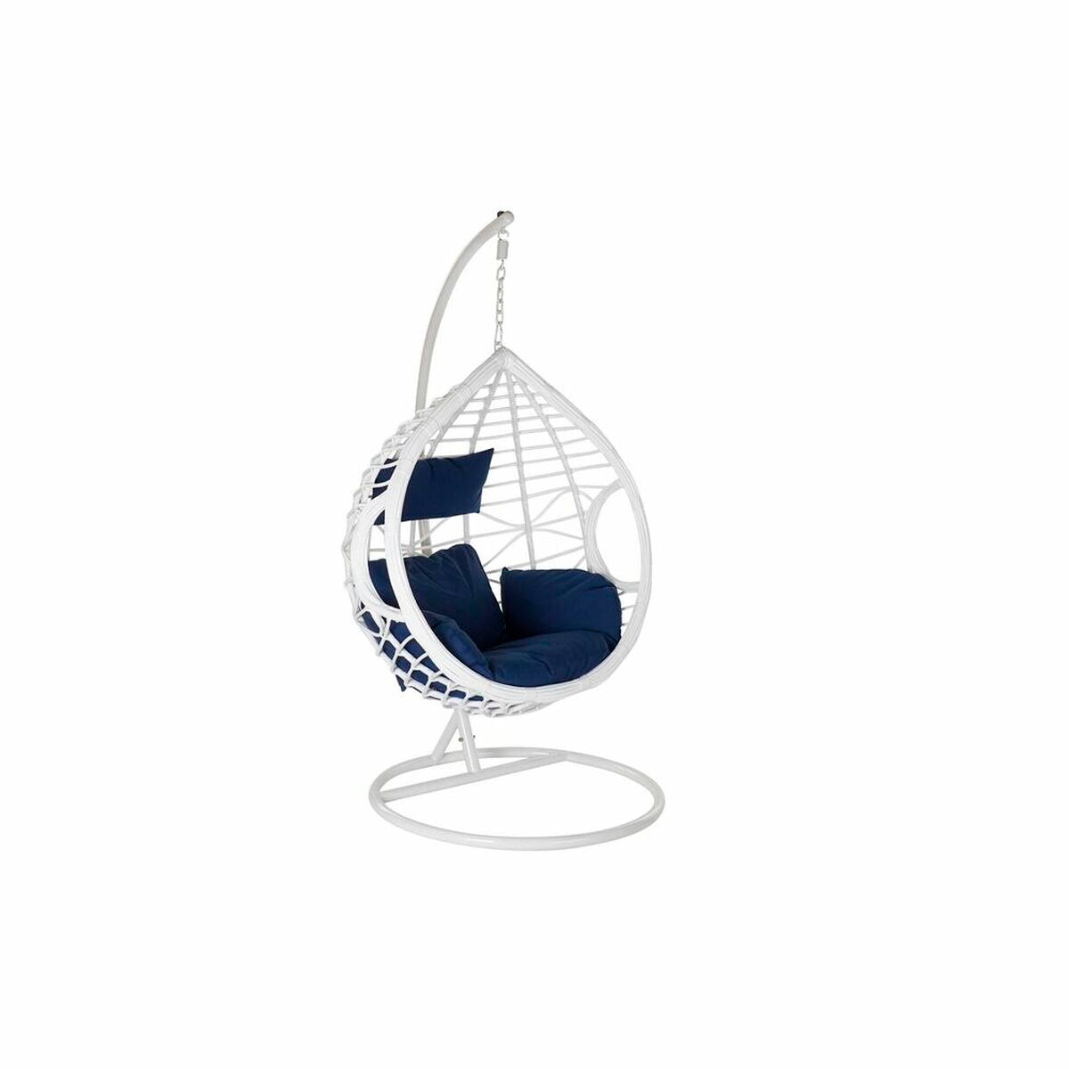 Hanging garden armchair DKD Home Decor Navy Blue White Aluminium synthetic rattan 90 x 70 x 110 cm (107 x 107 x 198 cm) DKD Home Decor