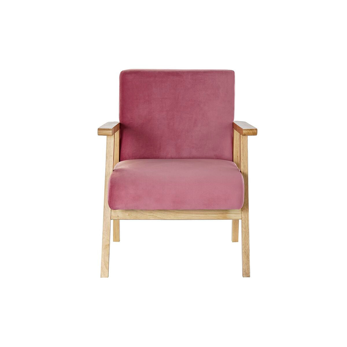 Armchair DKD Home Decor Pink Polyester MDF Wood (61 x 63 x 77 cm) DKD Home Decor