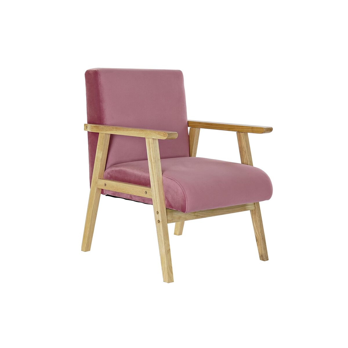 Armchair DKD Home Decor Pink Polyester MDF Wood (61 x 63 x 77 cm) DKD Home Decor