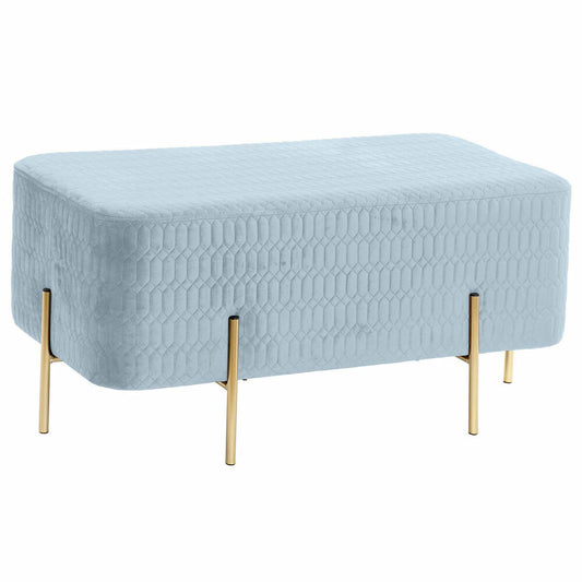 Bench DKD Home Decor Golden Metal Polyester Sky blue Sponge (91 x 46,5 x 42 cm) DKD Home Decor