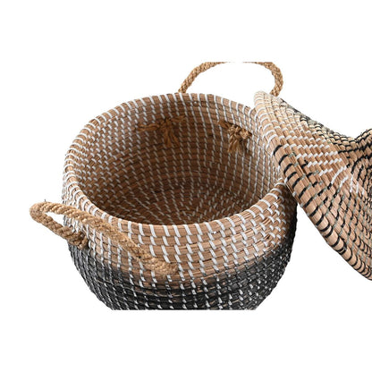 Basket set DKD Home Decor Grey Natural Bicoloured Seagrass Boho 41 x 41 x 33 cm (2 Units) DKD Home Decor