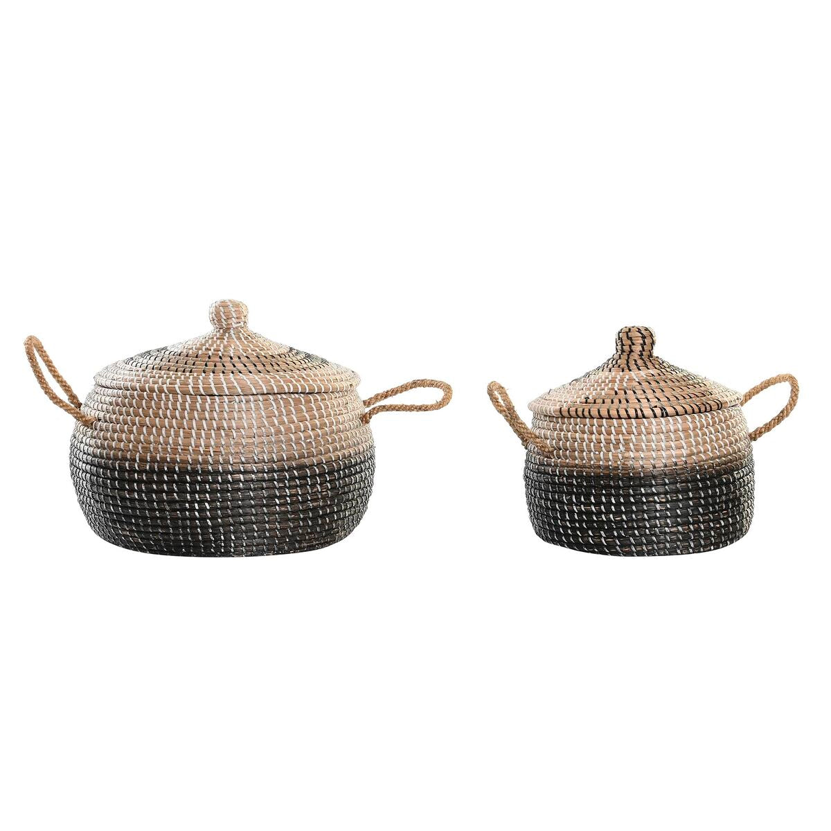 Basket set DKD Home Decor Grey Natural Bicoloured Seagrass Boho 41 x 41 x 33 cm (2 Units) DKD Home Decor