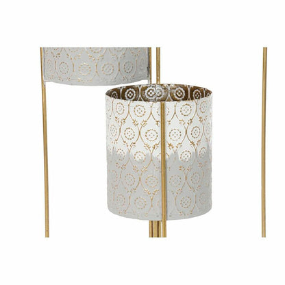 Planter DKD Home Decor White Grey Golden Bicoloured Metal Iron Stripped 45 x 33 x 92,8 cm Circular (2 Units) DKD Home Decor