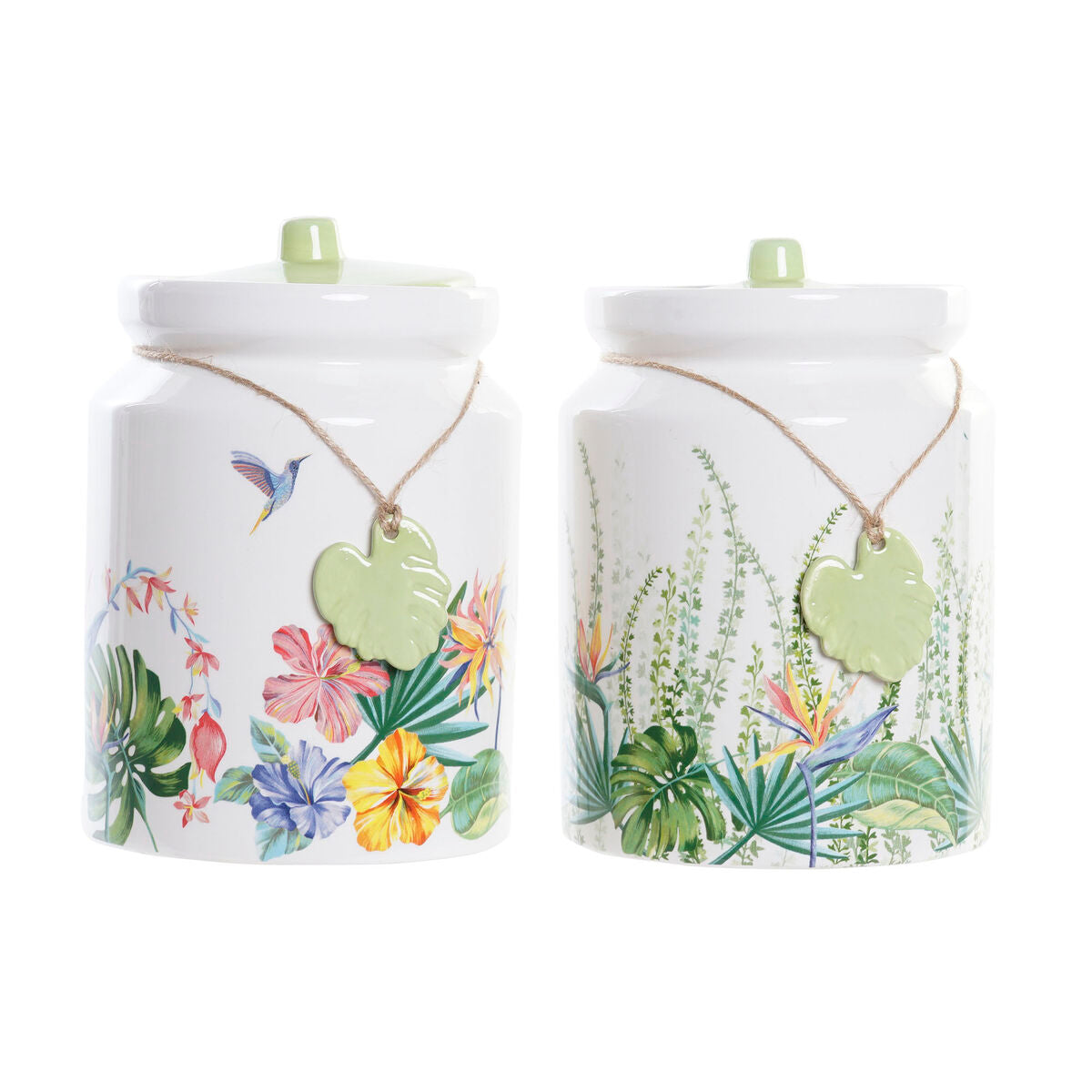 Tin DKD Home Decor Garden Multicolour Tropical 1 L 12 x 12 x 16 cm (2 Units) DKD Home Decor