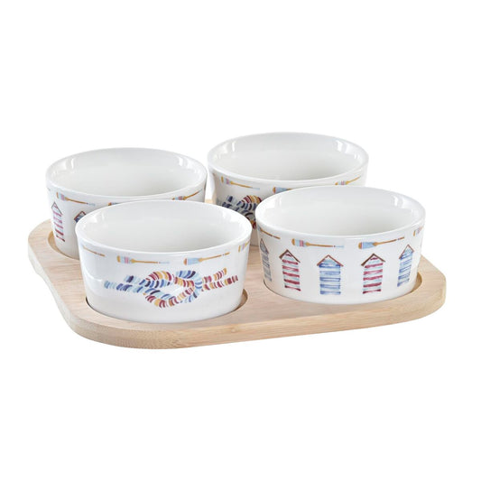 Appetizer Set DKD Home Decor Blue Natural Bamboo Stoneware Mediterranean 19,7 x 19,7 x 1 cm (5 pcs) DKD Home Decor