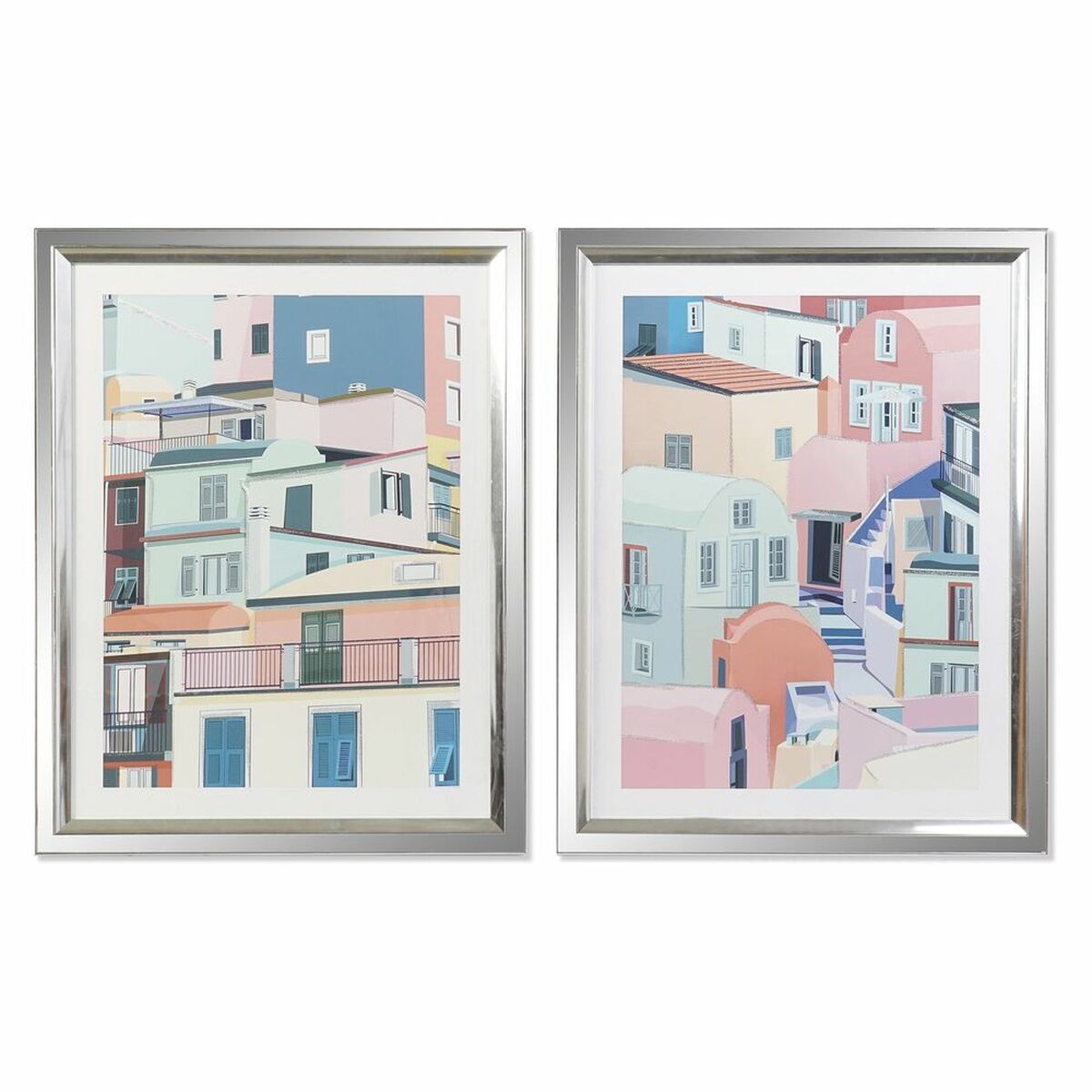 Painting DKD Home Decor 69 x 3 x 89 cm Houses Urban (2 Units) DKD Home Decor