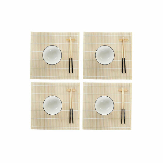 Sushi Set DKD Home Decor Bamboo Stoneware White Oriental 14,5 x 14,5 x 31 cm (16 Pieces) DKD Home Decor