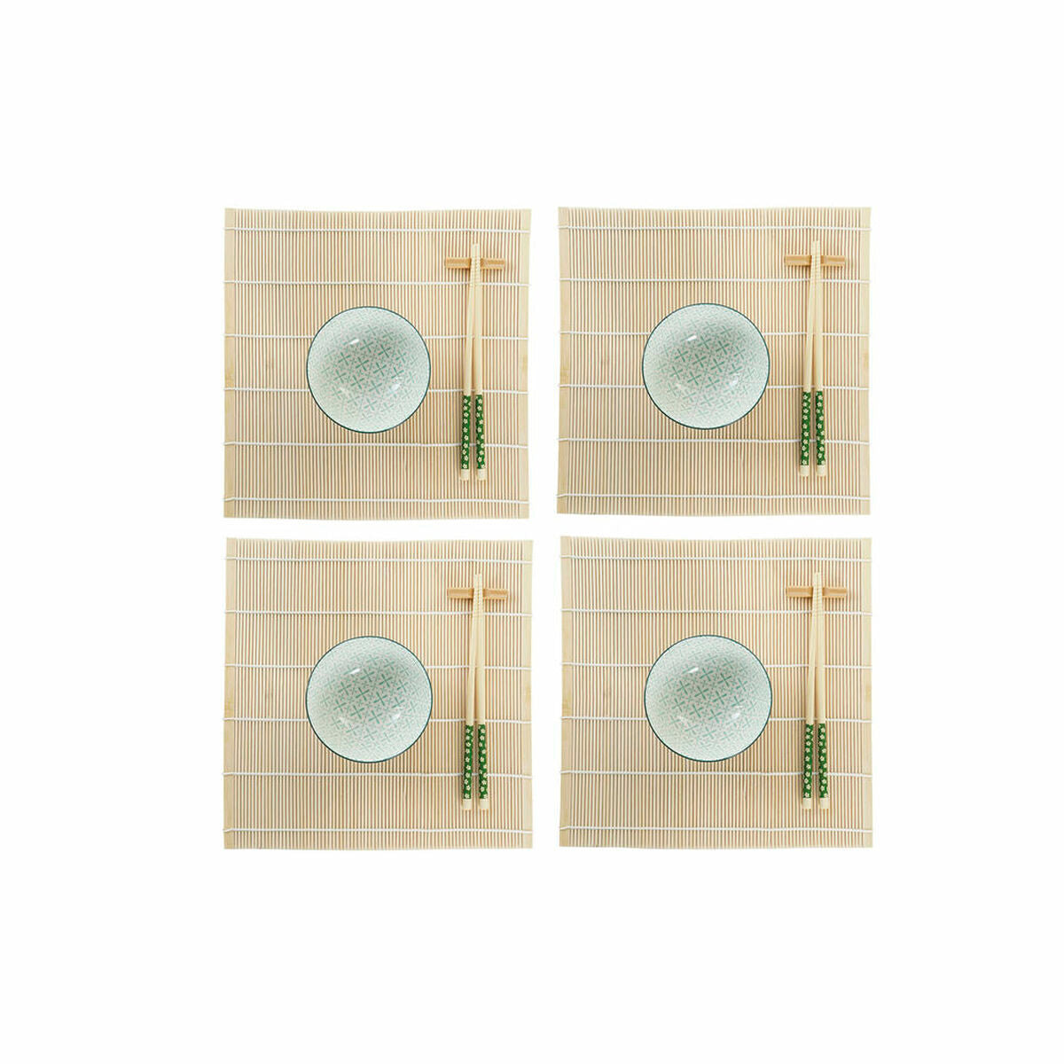 Sushi Set DKD Home Decor 14,5 x 14,5 x 31 cm Green Stoneware Oriental (16 Pieces) DKD Home Decor