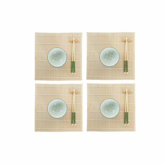 Sushi Set DKD Home Decor 14,5 x 14,5 x 31 cm Green Stoneware Oriental (16 Pieces) DKD Home Decor