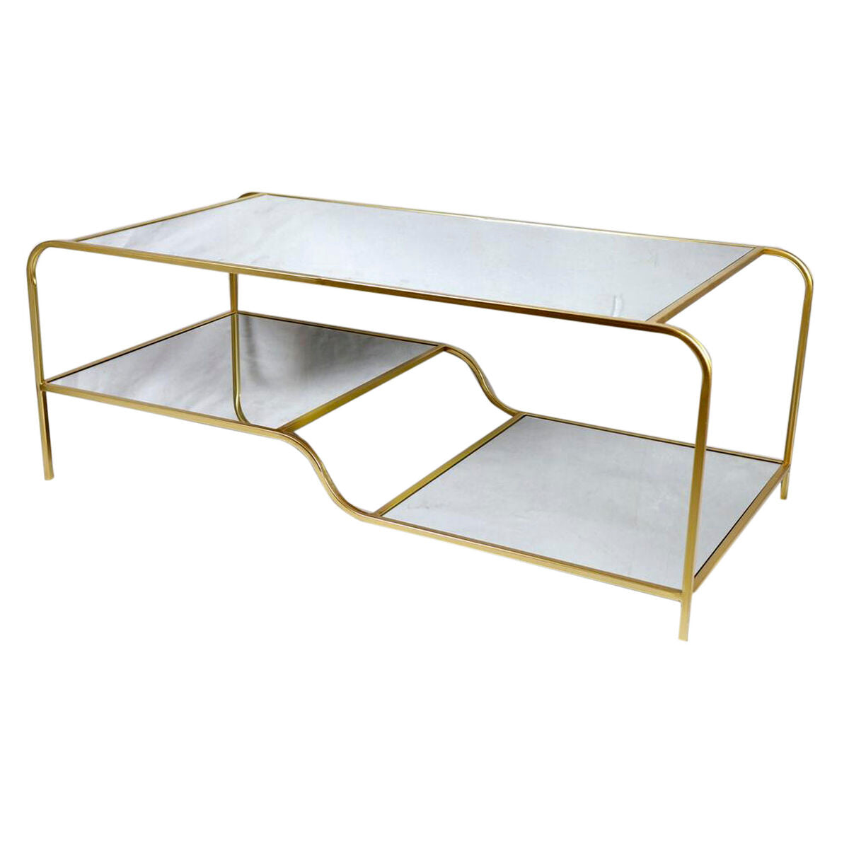 Centre Table DKD Home Decor Glamour Golden Metal Mirror 120 x 60 x 45 cm DKD Home Decor