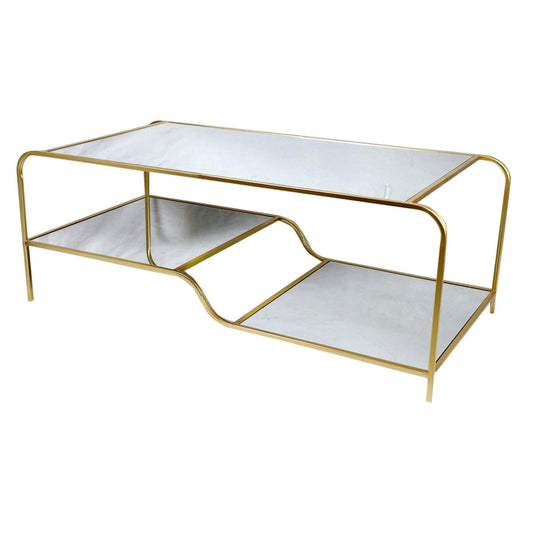 Centre Table DKD Home Decor Glamour Golden Metal Mirror 120 x 60 x 45 cm DKD Home Decor