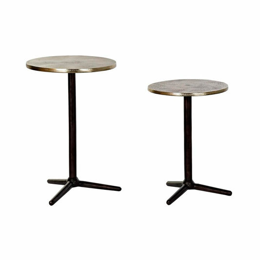 Set of 2 small tables DKD Home Decor Black Golden 40 x 40 x 61 cm DKD Home Decor