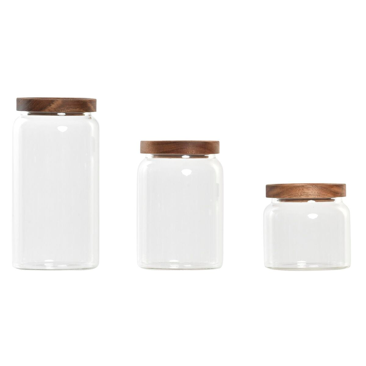 3 Tubs DKD Home Decor Acacia Borosilicate Glass (1 L) (400 ml) (700 ml) (3 Pieces) DKD Home Decor