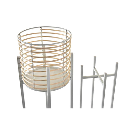 Set of pots DKD Home Decor White Brown Natural Metal Rattan 21 x 21 x 77 cm (2 Units) DKD Home Decor