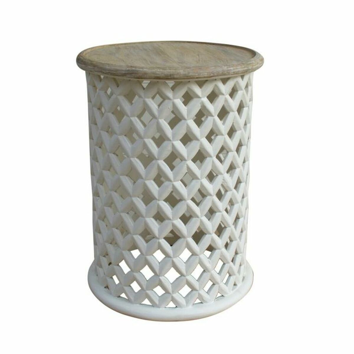 Side table DKD Home Decor White Natural Mango wood 45 x 45 x 62 cm DKD Home Decor