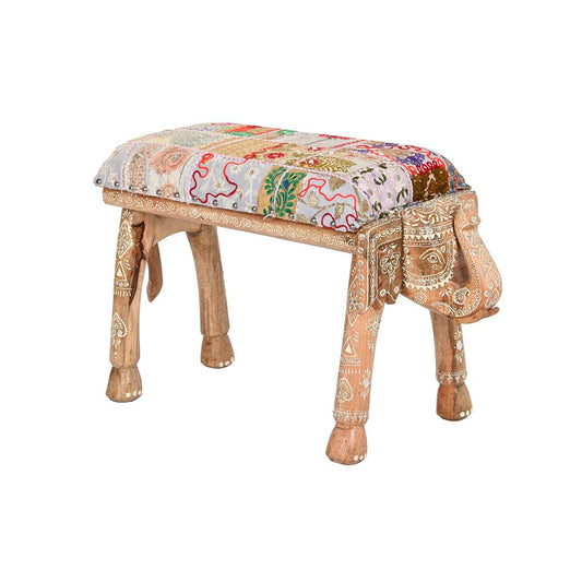 Bench DKD Home Decor Multicolour Polyester Mango wood 65 x 31,7 x 38 cm Elephant DKD Home Decor