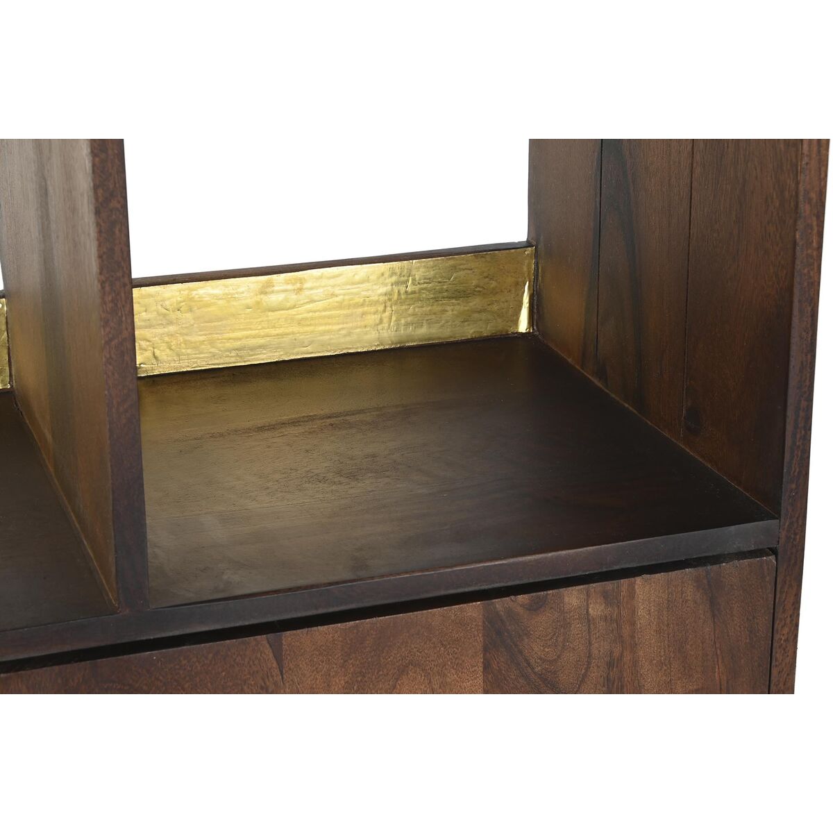 Shelves DKD Home Decor Black Golden Metal Dark brown Mango wood 4 Shelves (90 x 35 x 200 cm) DKD Home Decor